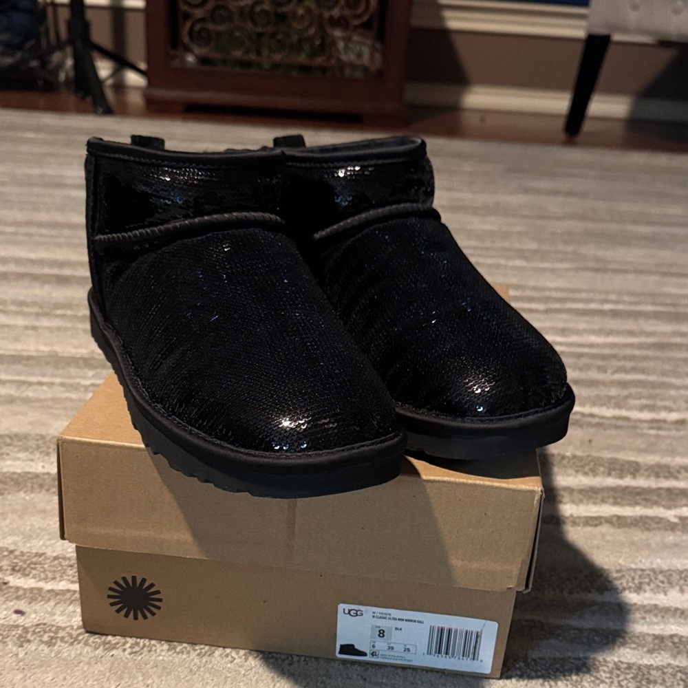 UGG Shimmering Black Ankle Boots